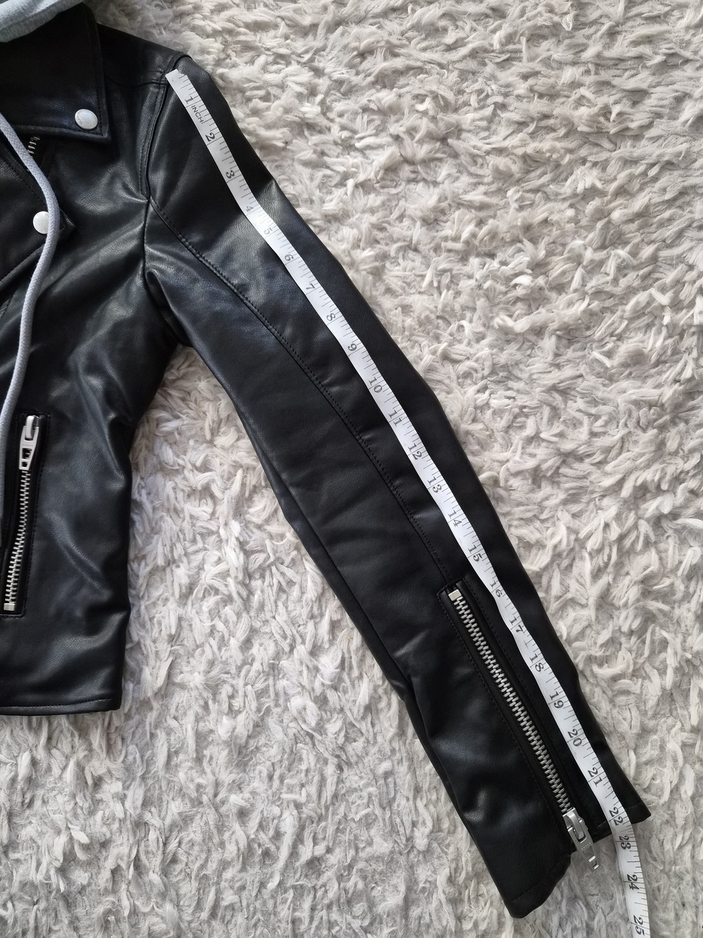 [BLANKNYC] Black Faux Leather Hooded Moto Jacket - Size XS - Picture 8 of 16